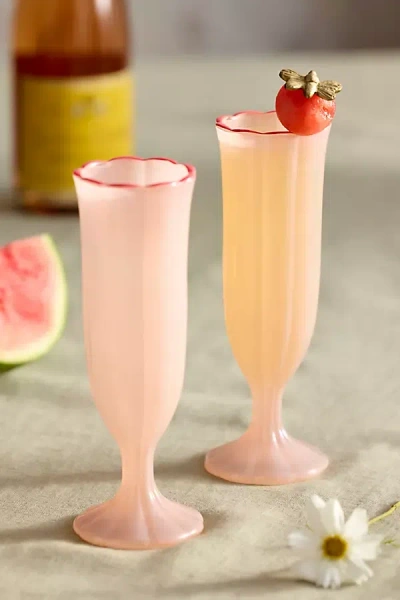 Terrain Ruffle Rim Flutes, Set Of 2 In Pink
