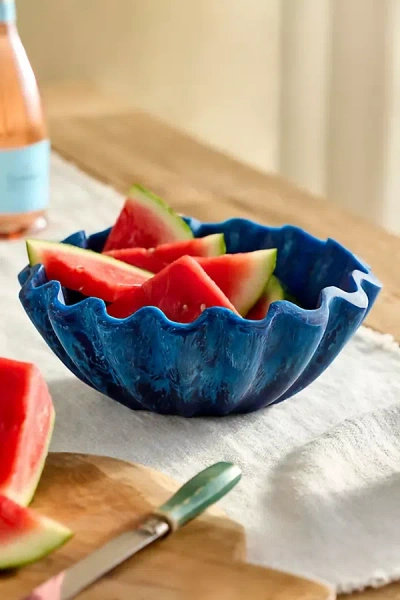 Terrain Ruffled Blue Resin Salad Bowl