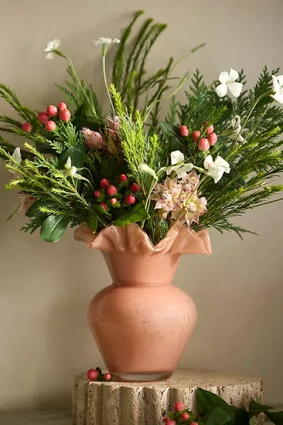 Terrain Ruffled Glass Bud Vase In Pink