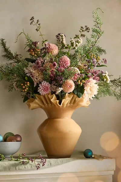 Terrain Ruffled Glass Vase In Yellow