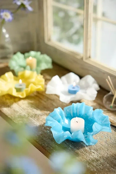 Terrain Ruffled Glass Votive Holder In Blue