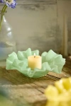 Terrain Ruffled Glass Votive Holder In Green