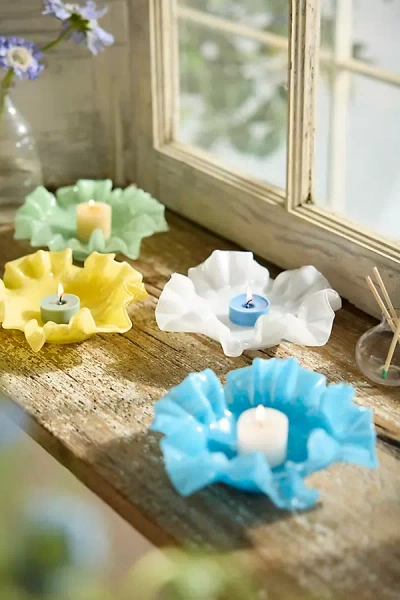 Terrain Ruffled Glass Votive Holder In Yellow