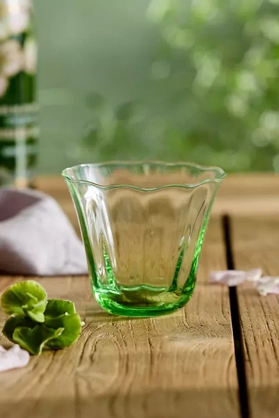 Terrain Ruffled Green Double Old Fashioned Glass