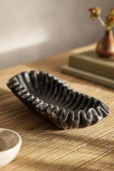 Terrain Ruffled Marble Bowl, Black In Grey