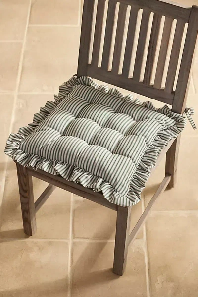 Terrain Ruffled Stripe Seat Cushion In Green