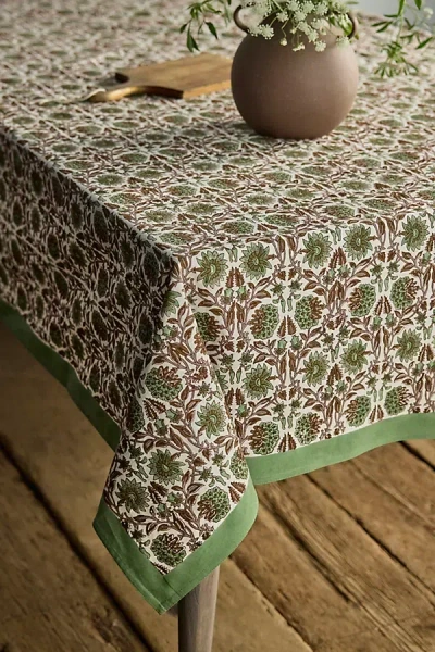 Terrain Sage Floral Cotton Tablecloth In Multi