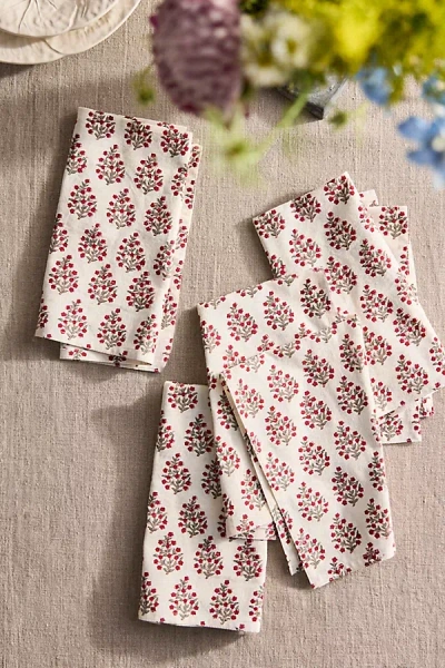 Terrain Samira Cotton Napkins, Set Of 4 Red In Neutral