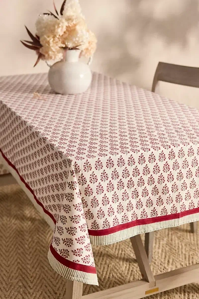 Terrain Samira Cotton Tablecloth, Scarlet In Neutral