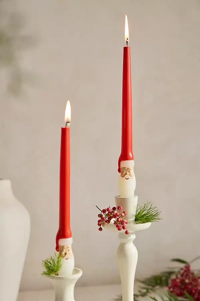 Terrain Santa Taper Candles, Set Of 2 In Red