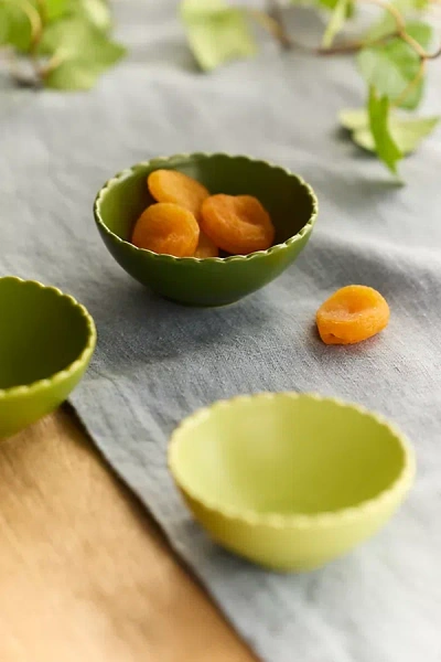 Terrain Scalloped Ceramic Pinch Bowls, Set Of 3