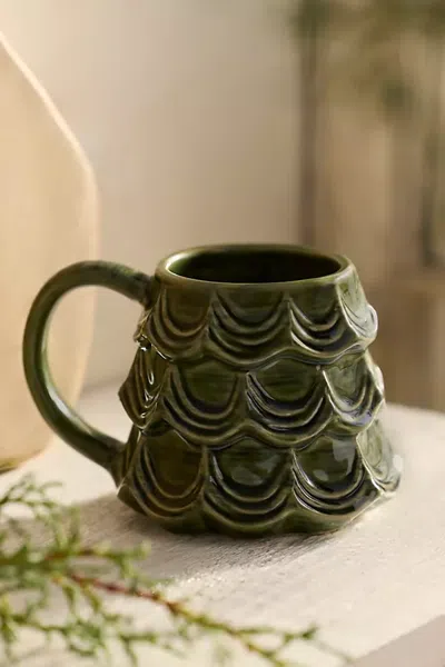 Terrain Scalloped Evergreen Stoneware Mug In Green