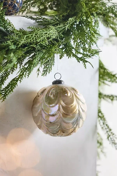 Terrain Scalloped Gold Globe Ornament