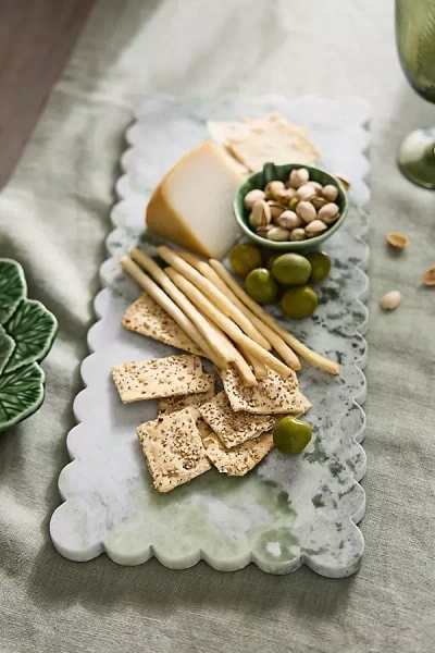 Terrain Scalloped Green Marble Serving Board In Multi