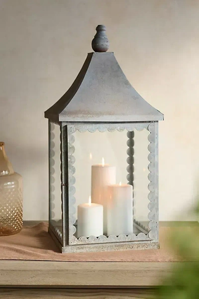 Terrain Scalloped Iron Lantern In Gray