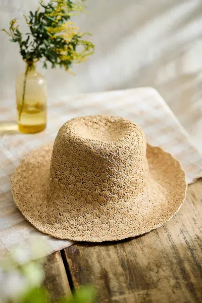 Terrain Scalloped Raffia Bucket Hat In Beige