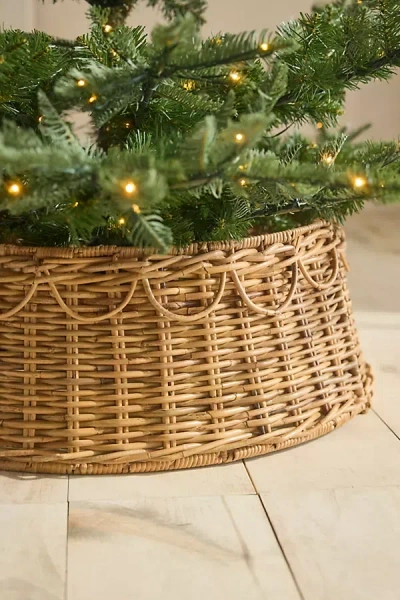 Terrain Scalloped Rattan Basket Tree Skirt In Brown