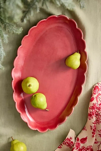 Terrain Scalloped Rim Stoneware Oval Serving Platter
