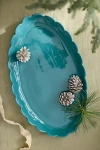 Terrain Scalloped Rim Stoneware Oval Serving Platter In Blue