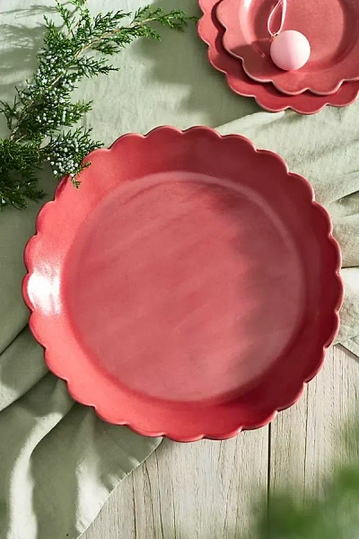 Terrain Scalloped Rim Stoneware Round Serving Platter In Pink