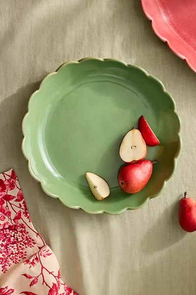 Terrain Scalloped Stoneware Serving Bowl, Large Green