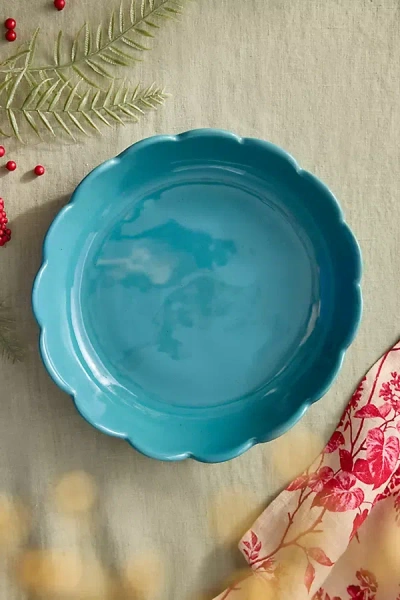 Terrain Scalloped Stoneware Serving Bowl, Small Blue