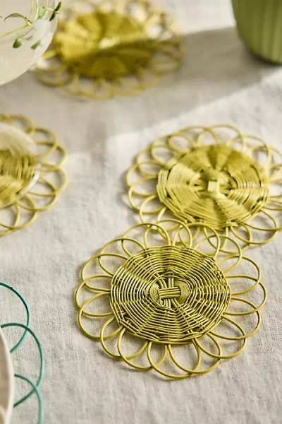 Terrain Scalloped Wire Coasters, Set Of 4 In Yellow