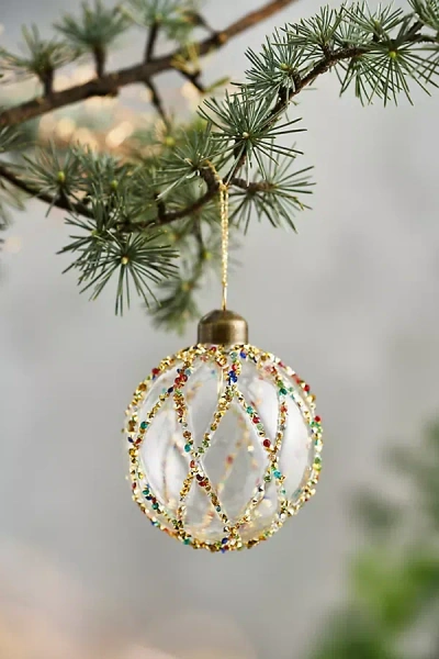 Terrain Sequined Lattice Glass Globe Ornament