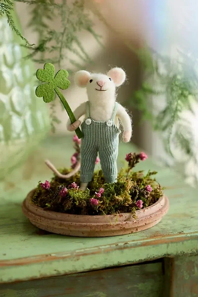 Terrain Shamrock Mouse Felt Critter In Green