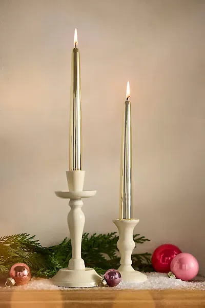 Terrain Shiny Taper Candles, Set Of 2 In Gold