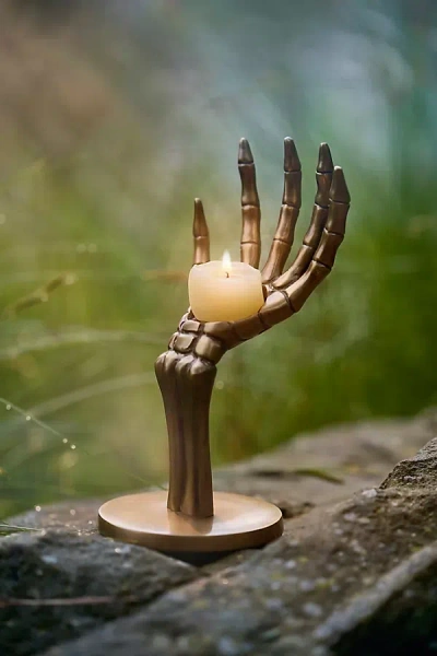 Terrain Skeleton Hand Votive Holder In Gold