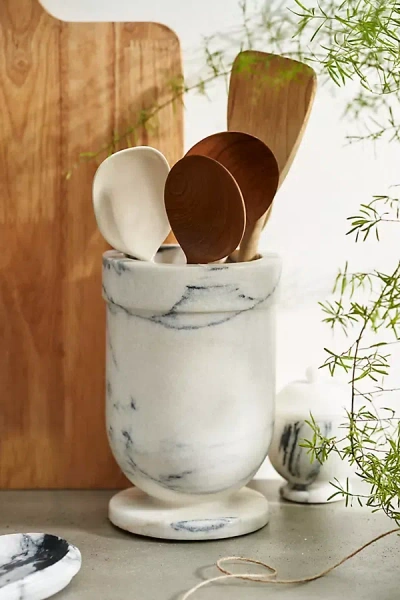 Terrain Smoky White Marble Utensil Holder