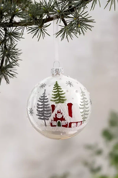 Terrain Snowy Cabin Glass Globe Ornament In Multi