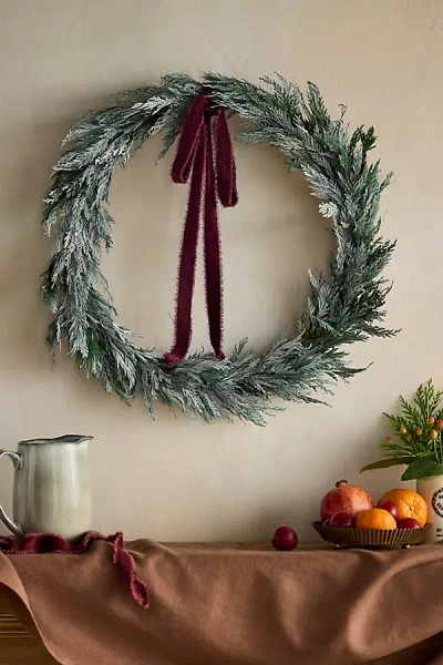 Terrain Snowy Preserved Cedar Circlet Wreath In Green
