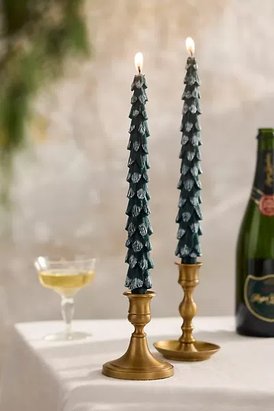 Terrain Snowy Tree Taper Candles, Set Of 2 In Gold