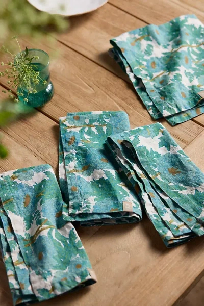 Terrain Society Of Wanderers Linen Napkins, Set Of 4 Blue Blooms