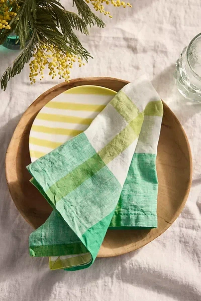 Terrain Society Of Wanderers Linen Napkins, Set Of 4 Green Check In Pattern