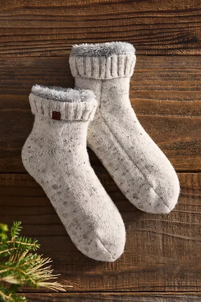 Terrain Speckle Faux Fur Lined Bootie Socks In White
