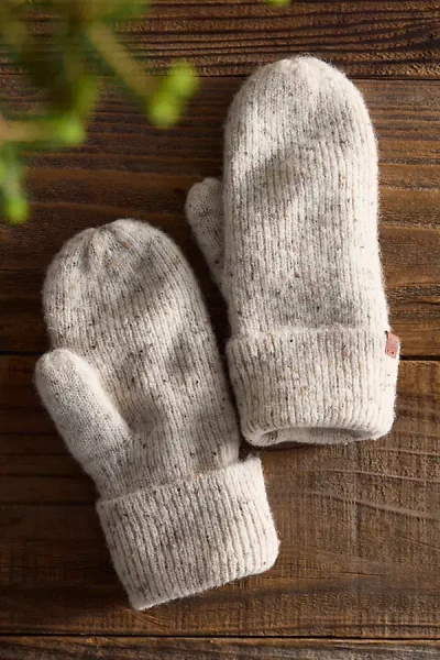 Terrain Speckle Faux Fur Lined Mittens In Neutral