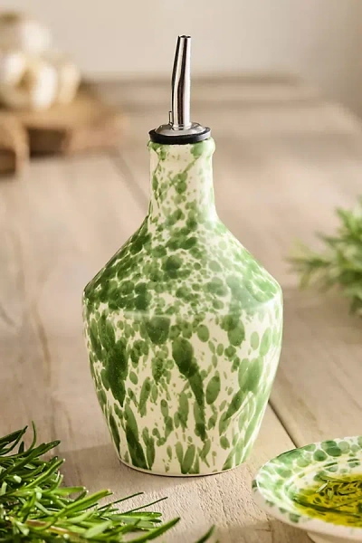Terrain Speckled Ceramic Olive Oil Cruet In Green