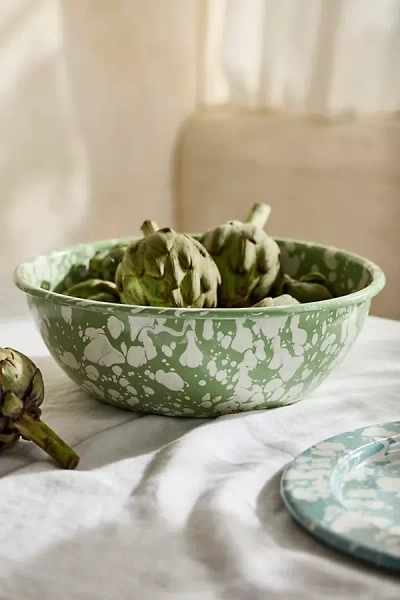 Terrain Speckled Enamel Serving Bowl, Green