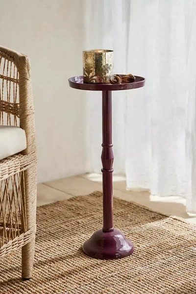 Terrain Spindle Aluminum Side Table In Burgundy