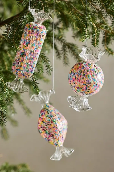 Terrain Sprinkle Candy Glass Ornaments, Set Of 3 In Multi