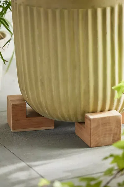 Terrain Square Teak Pot Feet, Set Of 4 In Beige