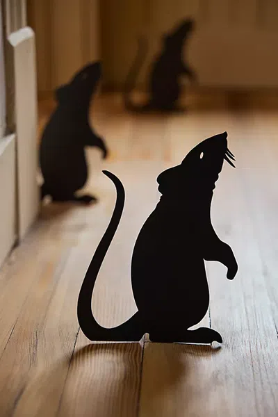 Terrain Standing Rat Paper Decorations, Set Of 8 In Black