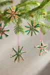 Terrain Star + Snowflake Straw Ornaments, Set Of 6 In Green