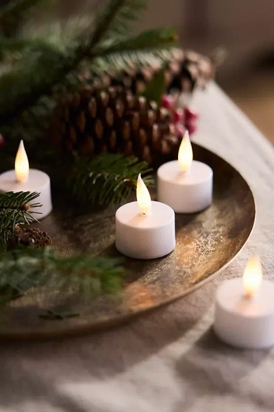 Terrain Stargazer Flameless Tea Lights, Set Of 4 In White