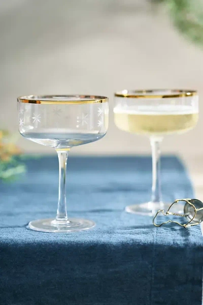 Terrain Starry Gold Rim Coupes, Set Of 2 In White