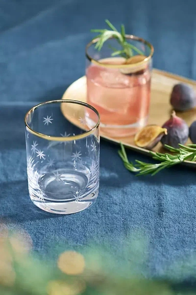 Terrain Starry Gold Rim Double Old Fashioned Glasses, Set Of 2 In Transparent
