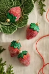 Terrain Strawberry Glass Ornaments, Set Of 4 In Red
